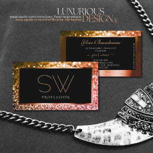 Gold Golden Golden Glitzer Monogram Visitenkarte