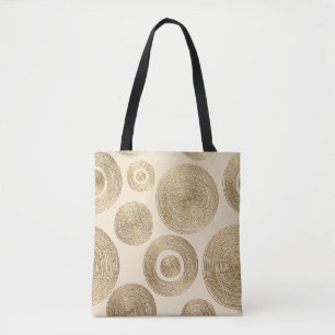 Gold Golden, handgezeichnetes Muster mit Kreisen. Tasche