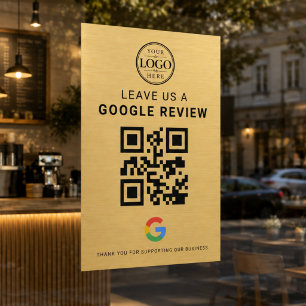 Gold Google Review-Logo Fensteraufkleber