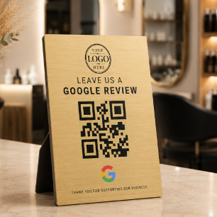 Gold Google Review Logo Tischdisplay Fotoplatte