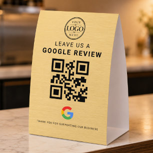 Gold Google Review Logo Tischdisplay Tischaufsteller