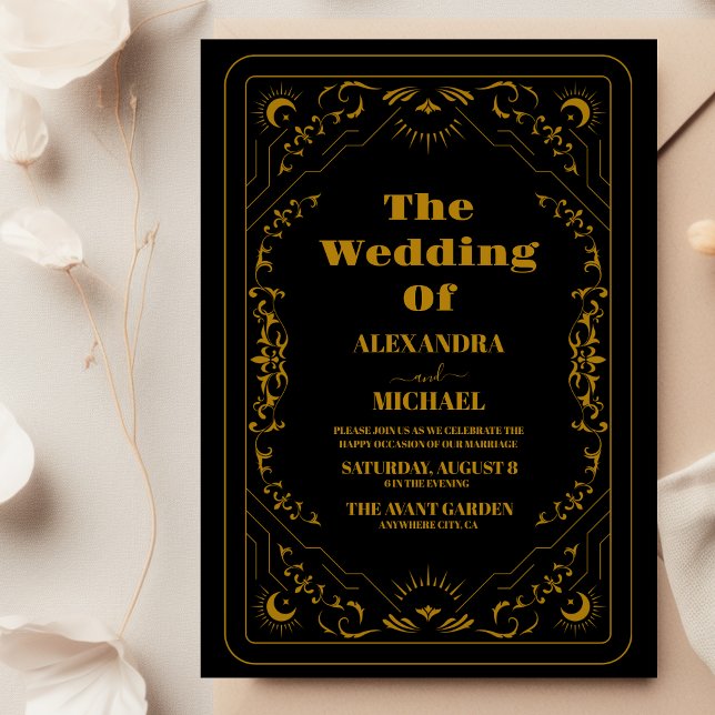 Gold Gothic Elegante Tarot Card Hochzeit Einladung (Von Creator hochgeladen)