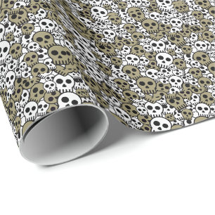 Gold Gothic Skull Muster Print Geschenkpapier