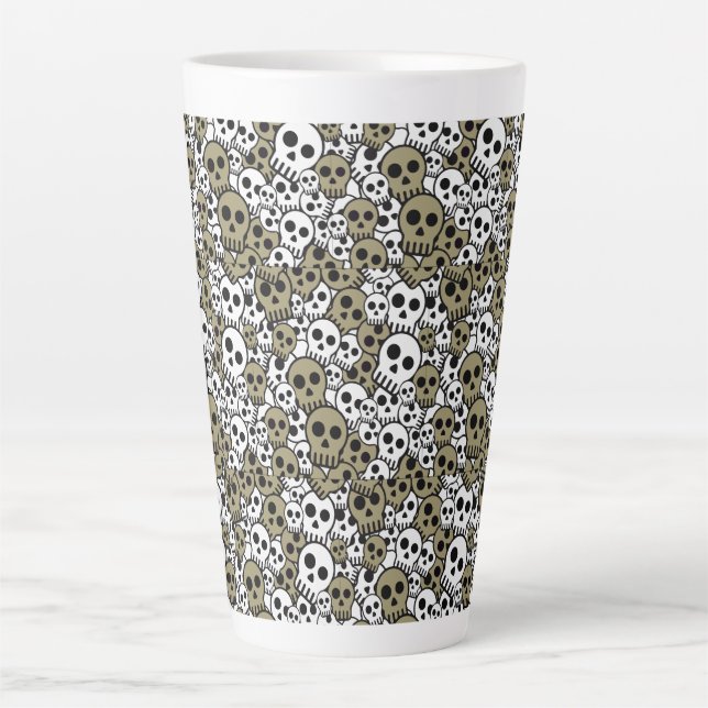Gold Gothic Skull Muster Print Milchtasse (Vorderseite)