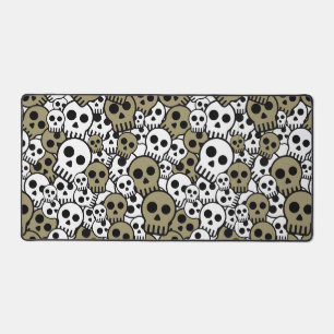 Gold Gothic Skull Muster Print Schreibtischunterlage
