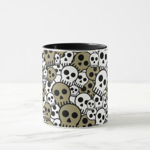 Gold Gothic Skull Muster Print Tasse