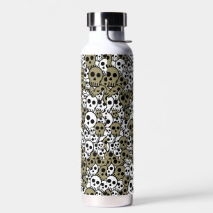 Gold Gothic Skull Muster Print Trinkflasche