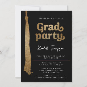 Gold Grad Cap tassel Custom Graduation Party Einladung