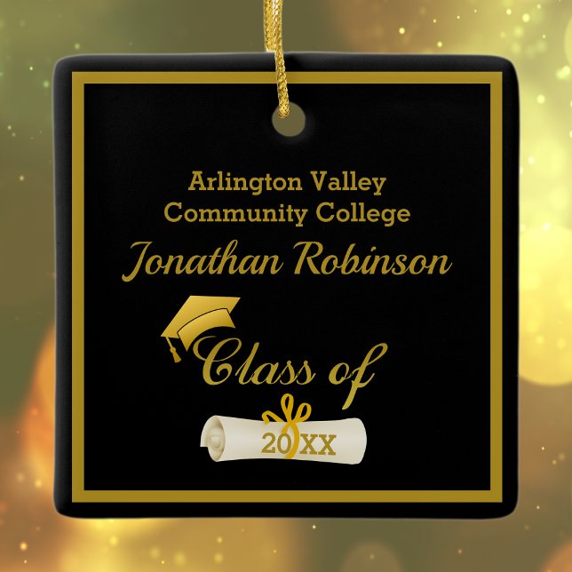 Gold Grad Cap und Diploma Keramik Ornament (Von Creator hochgeladen)