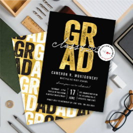 Gold GRAD Class of 2025 Stilvolle Graduation Party Einladung