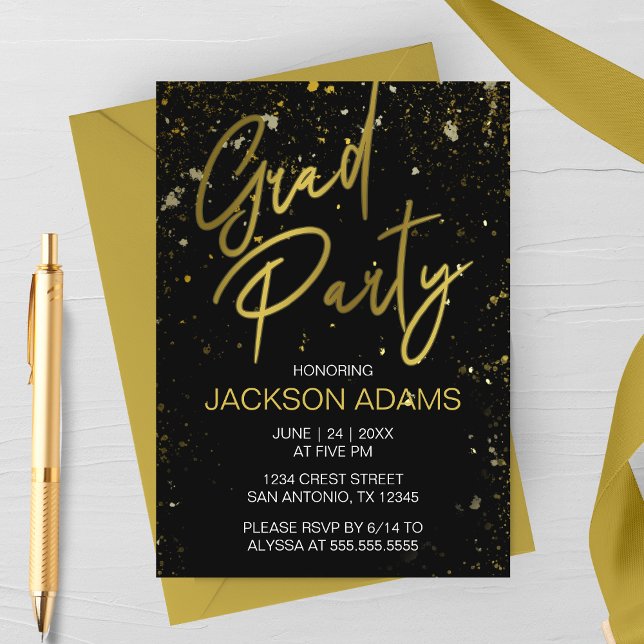Gold Grad Party Moderne Graduierungsparty Einladun Einladung (Von Creator hochgeladen)