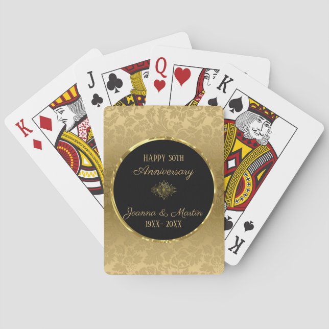 Gold Gradient Damask - Jubiläum Spielkarten (Rückseite)