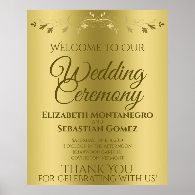Gold Gradient Elegant Herzlich willkommen auf unse Poster (Vorne)