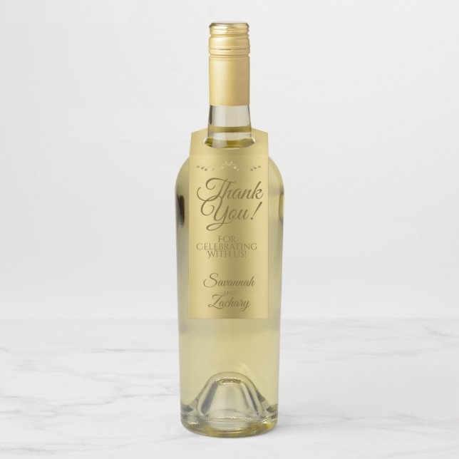 Gold Gradient Elegant Wedding Vielen Dank Flaschenanhänger (Auf Flasche)