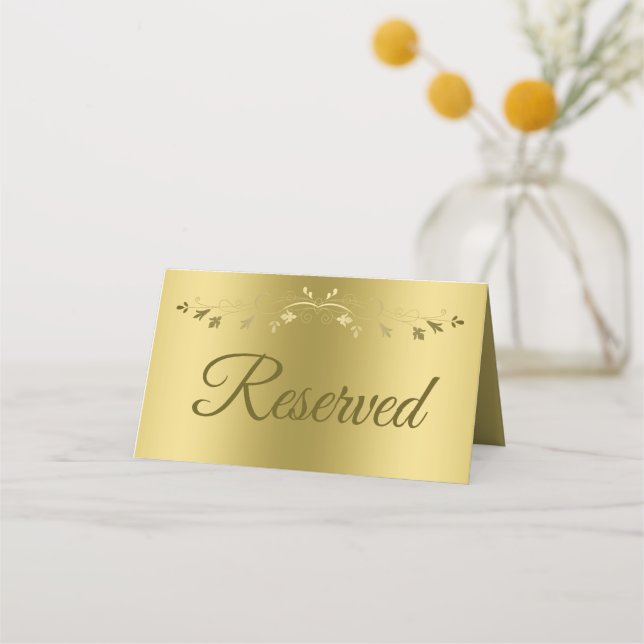 Gold Gradient & Filigree Elegante Hochzeit vorbeha Platzkarte (Rückseite)