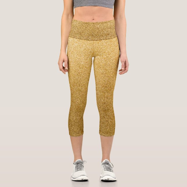 Gold Gradient Glitzer Capri Leggings (Vorderseite)