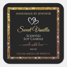 Gold Gradient Glitzer Frame Black Product Labels