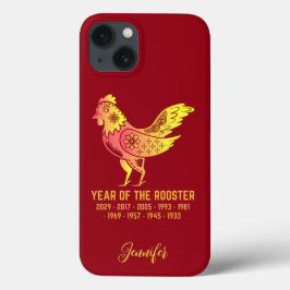 Gold Gradient Jahr Rooster Zodiac Name Rot Case-Mate iPhone Hülle
