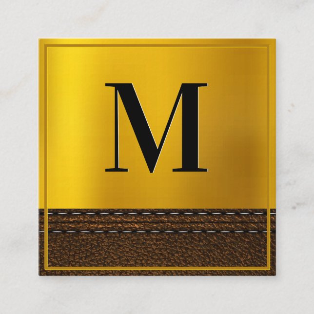 Gold Gradient Monogram | Grenze Quadratische Visitenkarte (Vorderseite)