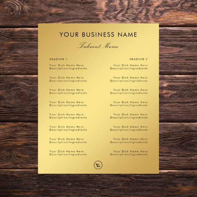 Gold Gradient Restaurant Cafe Abholmenü & Logo Flyer (Von Creator hochgeladen)