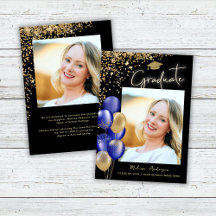 Gold Graduate Foto Blue Navy Balloons
