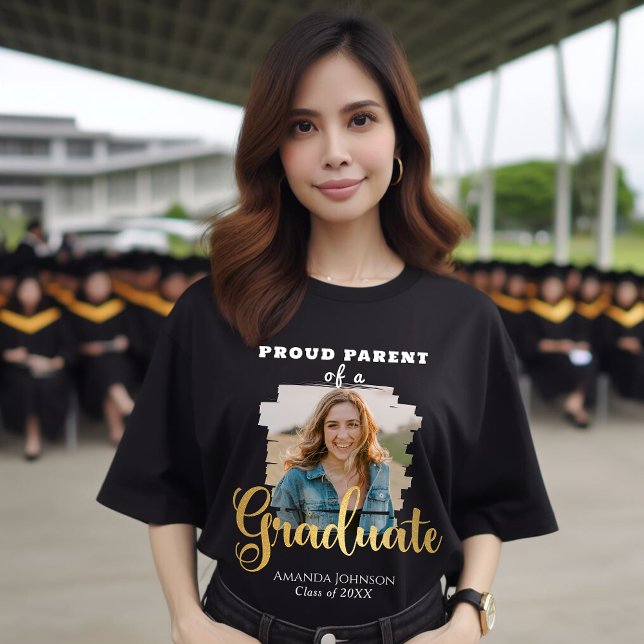 Gold Graduate Foto Proud Parud Abschluss T-Shirt (Von Creator hochgeladen)