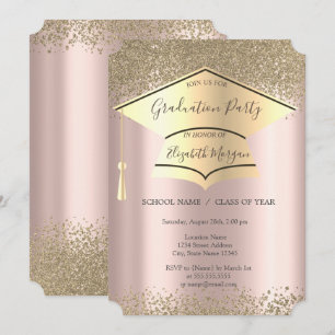 Gold Graduation Cap,Diamonds Rose Gold Abschluss Einladung