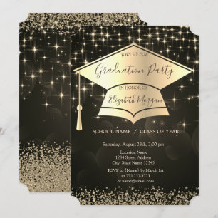 Gold Graduation Cap,Diamonds Stars Abschluss Einladung