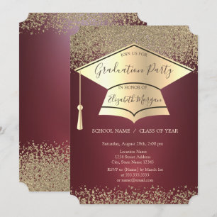 Gold Graduation Cap,Gold Diamonds Abschluss Einladung