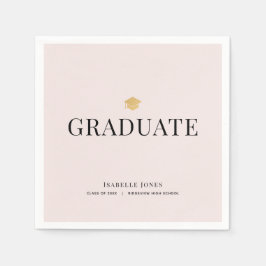 Gold Graduation Cap Pink Abschluss Paper Serviette