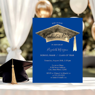 Gold Graduation Cap Tassel Blue Abschluss Einladung
