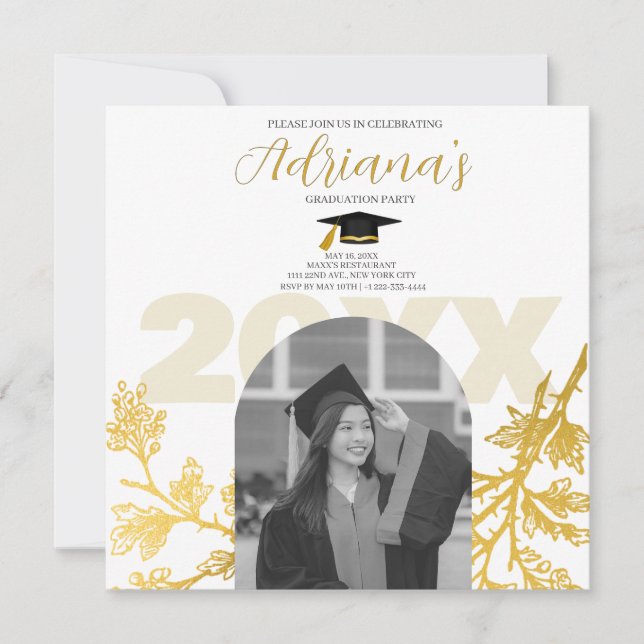 Gold Graduation Party Save the Date (Vorderseite)