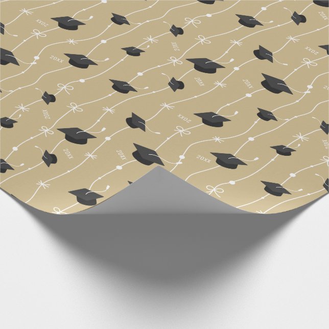 Gold Graduierungsklappen und Multifunktionsleisten Geschenkpapier (Ecke)