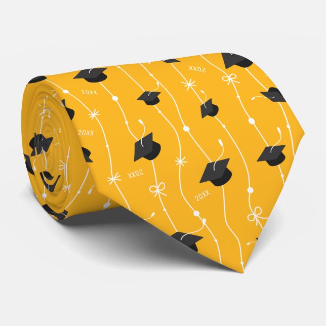 Gold Grand Caps & Ribbon im Jahr nach Maß Krawatte (Gerollt)