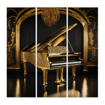 Gold Grand Piano in einem Gold- und Black Ballroom