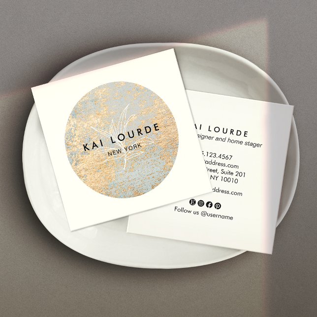 Gold Grau Abstrakt Circle Square Business Card Quadratische Visitenkarte (Von Creator hochgeladen)