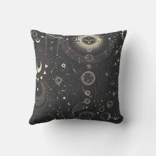 Gold Grau Abstrakt Dream Dark Boho Square Pillow Kissen