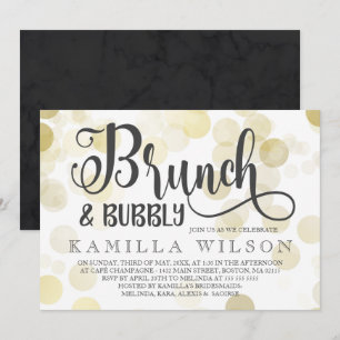 Gold & Grau Brunch & Bubbles Brautparty Einladung