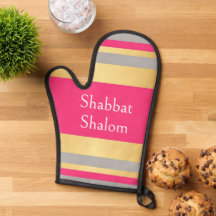 Gold Grau Hot Pink Streifen, Shabbat Shalom Glamou