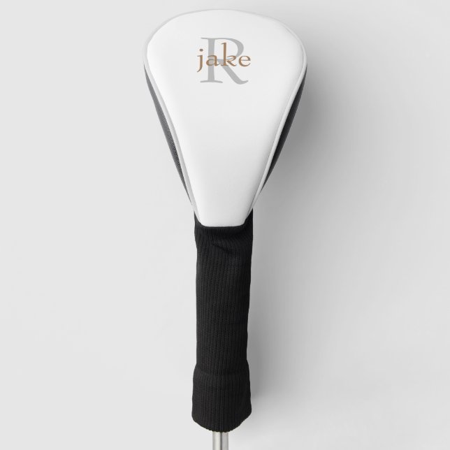 Gold & Grau Monogram Driver Golf Head Cover Headcover (Vorderseite)