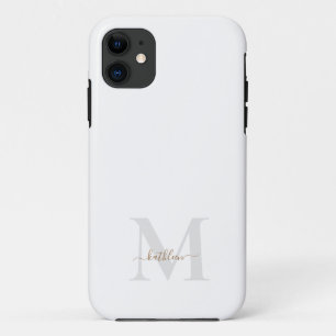 Gold & Grau Monogram & Name Swash Script Case-Mate iPhone Hülle
