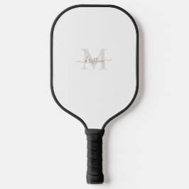 Gold & Grau Monogram Script Name Pickleball Paddle