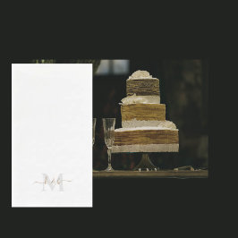 Gold & Grau Monogram Swash Script weiß Serviette