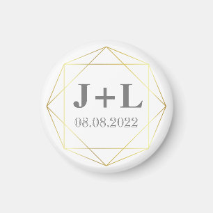 Gold Grau Monogramm Hochzeit Vormerkung Geschenk Magnet