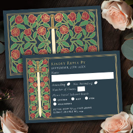 Gold-Graues Mittelalterliches Florales Schwert Hoc RSVP Karte