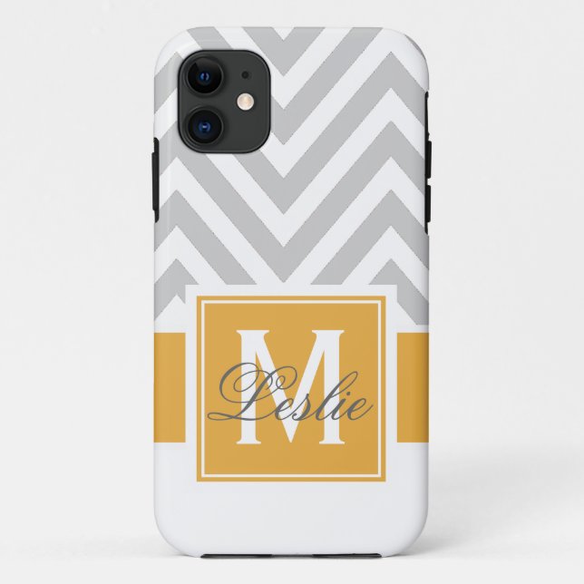 GOLD, GRAUES ZICKZACK MUSTER PERSONALISIERT Case-Mate iPhone HÜLLE (Rückseite)