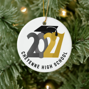 Gold Gray Abschlussjahrgang 2027 Foto Abitur Keramik Ornament