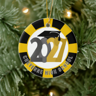 Gold Gray Abschlussjahrgang 2027 Foto Abitur Keramik Ornament