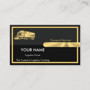 Gold Gray Black Retro Columns Logistics Trucking Visitenkarte
