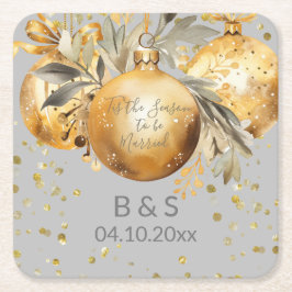 Gold Gray Christmas Rechteckiger Pappuntersetzer